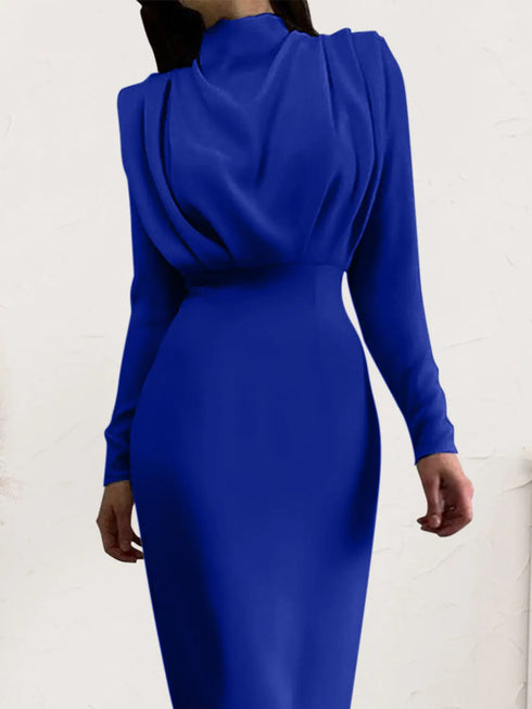 'Zosia' Ruched Turtleneck Dress - Celes Fashion